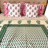 Green Floral All Over Hand-block Single Reversible Bed Dohar