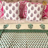 Green Floral All Over Hand-block Single Reversible Bed Dohar