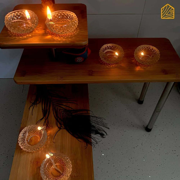 Navdeep clear Glass Diyas - Set of 6