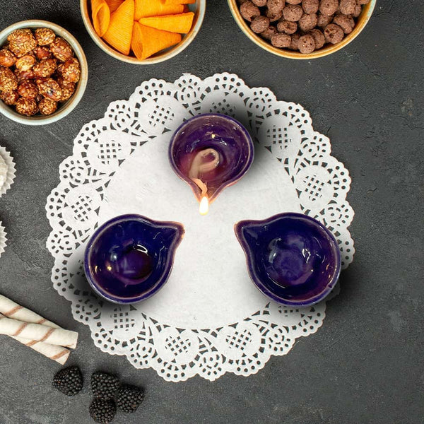 Blue Pottery Blue Diya Set of 2