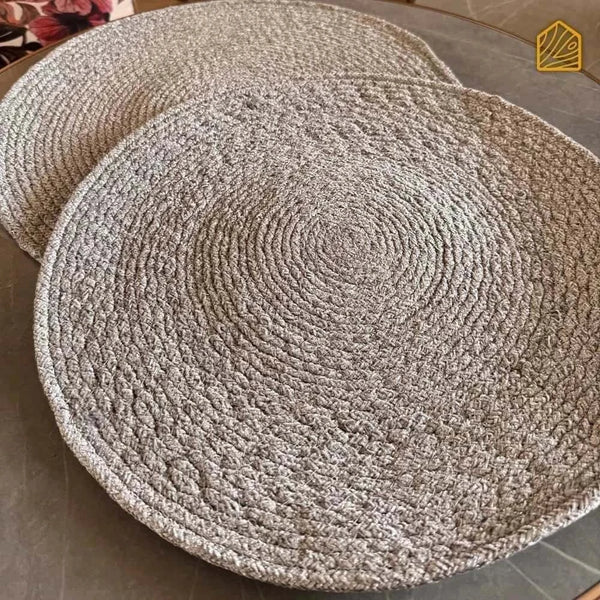 Braided Placemats Beige and Gold thread Set of 2