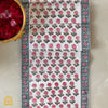 Hand-block Marigold Pink & Grey Floral 8-seater Table Runner 16x88