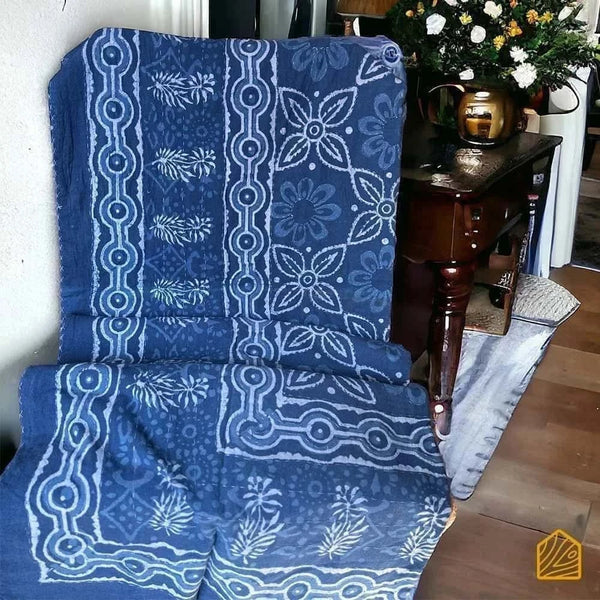 Indigo Katha-work King-size Bed Cover