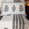 Monochrome Fulwari Hand-block Print King-size Bedsheet