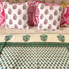 Green Floral All Over Hand-block Single Bed Dohar