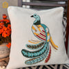 Beaded Blue Peacock Cushion Cover