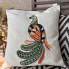 Beaded Green Peacock Cushion Cover