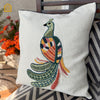 Beaded Green Peacock Cushion Cover