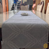 Pastel Blue Thread Work Jaal 4-seater Table Runner 14x52