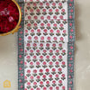 Hand-block Marigold Pink & Grey Floral 8-seater Table Runner 16x88