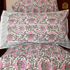 Pink carnation fest Hand-block print Double King size Bedsheet