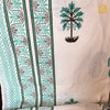 Green Palm & Paisley Hand-block Print King Size Bedsheet