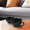 Bottle Green Glazed Ceramic Coffee / Soup Mug Set of 2